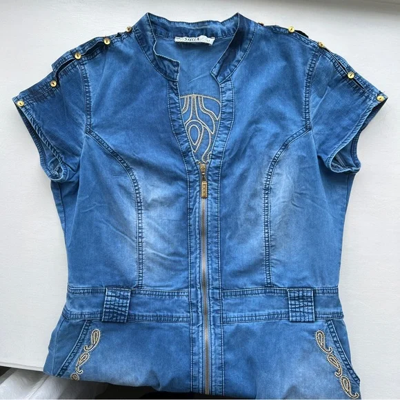 embellished denim dress Zimmermann Crush Embelished Denim Dress Blue Moon  blueandcream